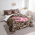 thumbnail image 3 of Homewish Cheetah Print Letter Bedding Comforter Set 7 Pieces, Pink Bowknot Monogrammed S Full Bedding Set, Modern Fashion Style Reversible Fitted Sheet Flat Sheet, Luxury Bedroom Decor, 3 of 7
