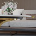 thumbnail image 4 of 49.2" Marble Coffee Table with Sintered Stone Top, Stainless Steel Base, 4 of 10
