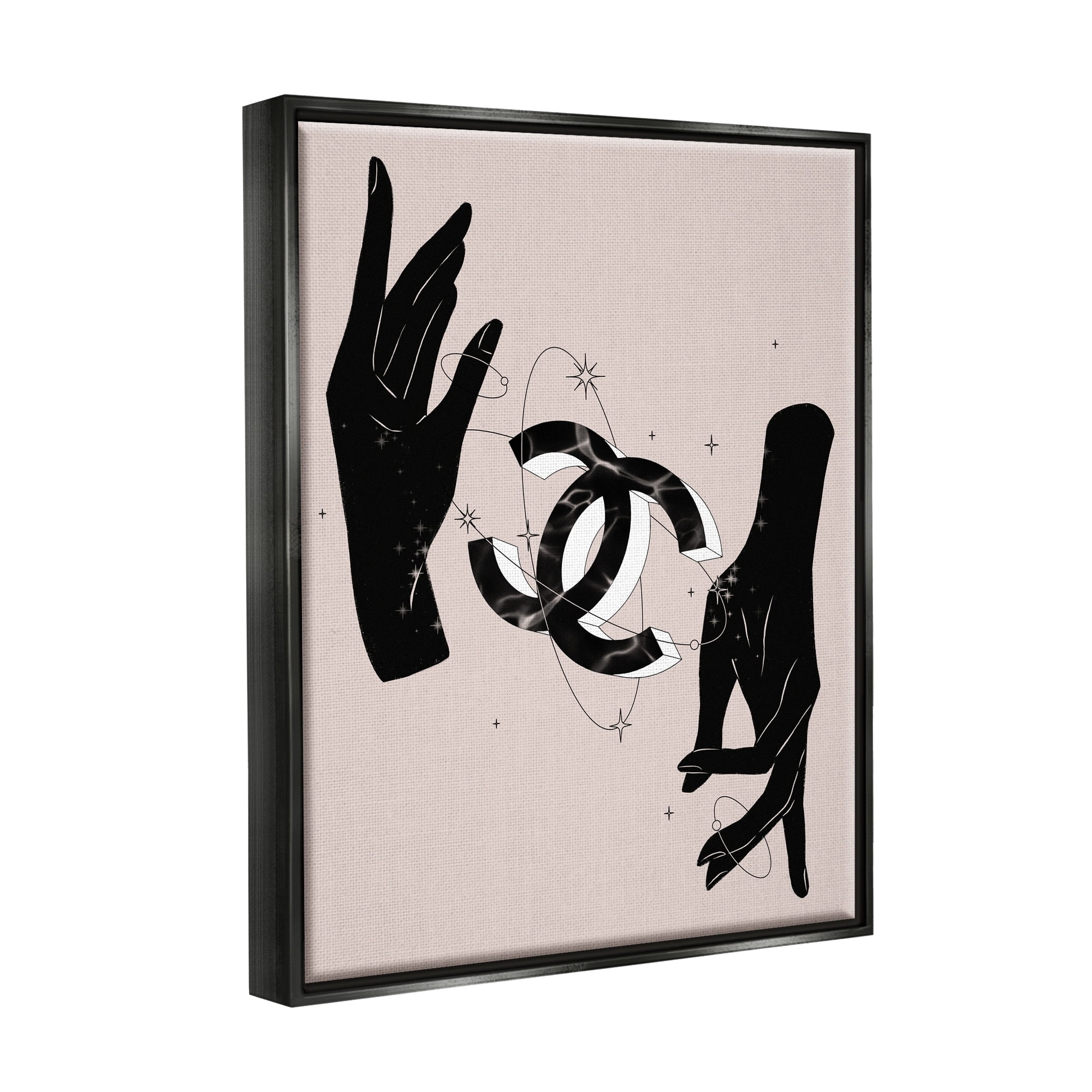 Stupell Industries Chic Hands Silhouette Surrounding Glam Fashion Emblem Graphic Art Metallic Gold Floating Framed Canvas Print Wall Art, Design by Ziwei Li