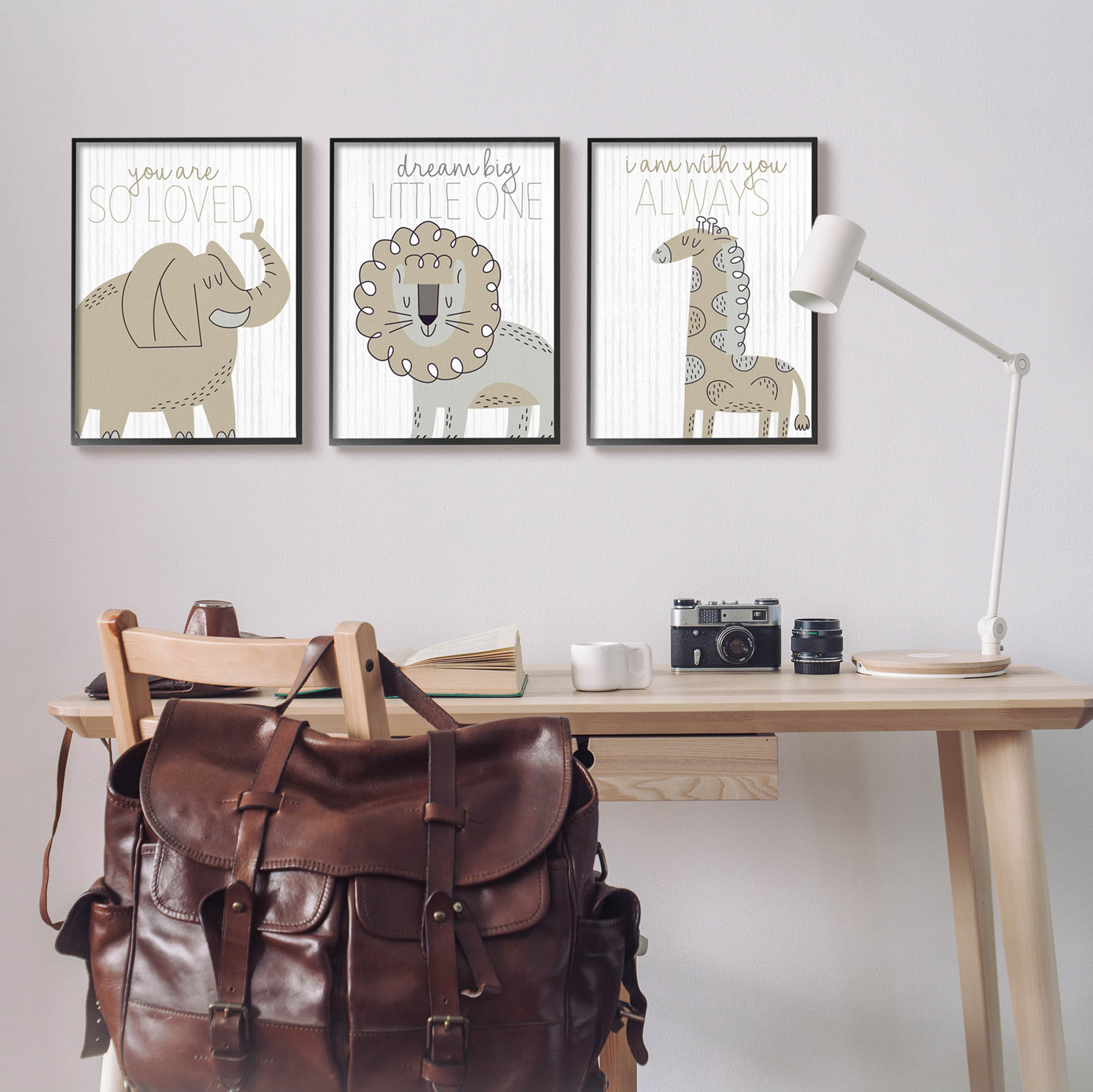 Stupell Industries Comforting Animal Nursery Sentiments Graphic Art Black Framed Art Print Wall Art, Set of 3, Design by Kim Allen