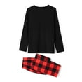 thumbnail image 5 of Elippeo Christmas Family Matching Pajamas Set Letter Print Long Sleeve Tops and Casual Loose Plaid Pants Sleepwear, 5 of 9
