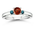 thumbnail image 4 of Gem Stone King 925 Sterling Silver Red Garnet and Blue Diamond 3-Stone Engagement Ring for Women (1.13 Cttw, Gemstone January Birthstone, Size 9), 4 of 4