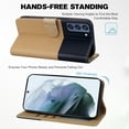 thumbnail image 5 of Cute Cartoon Wallet Phone Case for Samsung Galaxy S21 FE, with Card Holder Soft PU Leather Kickstand Cover for Men and Women Magnetic Shockproof Protective with Lanyard, Khaki, 5 of 9