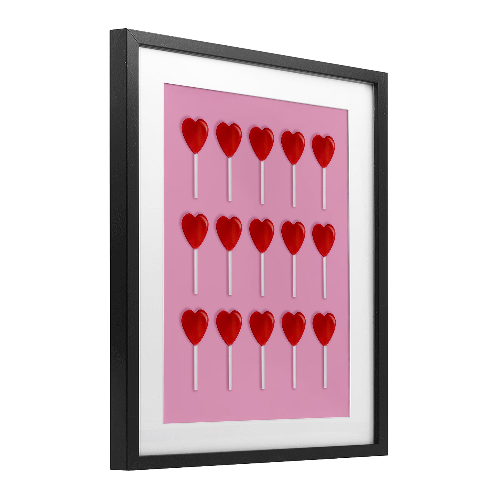 Stupell Industries Heart Lollipops Collection Black Framed Print Under Glass, design by LISH Creative