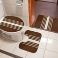 thumbnail image 5 of Abstract White Striped Bathroom Rugs Set Simple Brown Linen Modern Non Slip Absorbent Soft Bath Mats 3 Piece Set with Bathroom Rug, U-Shaped Floor Mat, Toilet Seat Cover Large Size, 5 of 9