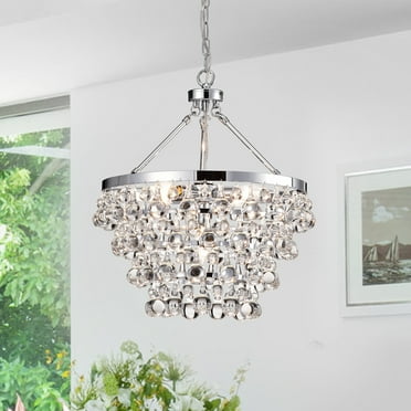 Edvivi Lighting Chrome Finish 5-Light Four Tier Crystal Chandelier