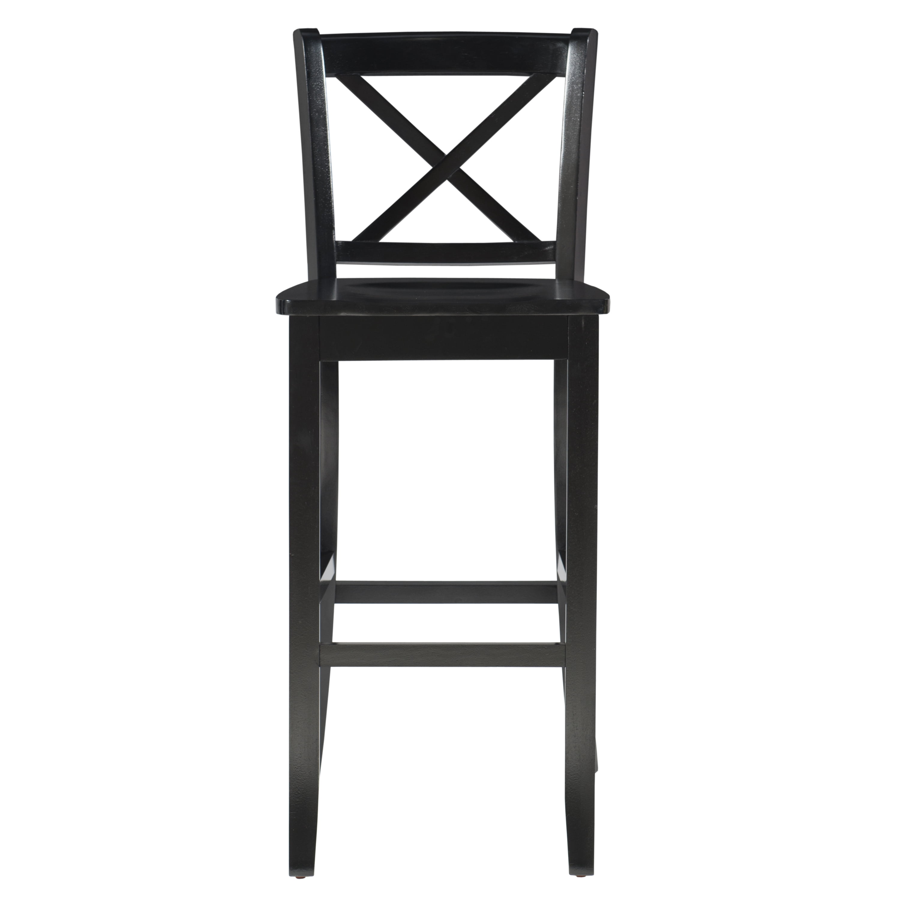 Linon Torino 30" Cross-Back Indoor Wood Bar Stool, Black