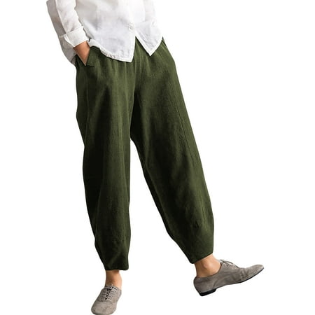 Womens Waist Size - Casual Pants For Women Elastic Waist Pocket Summer Wide Leg Large Plus Size Solid Trousers Pants S-5XL