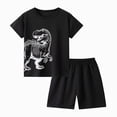 thumbnail image 2 of KPOPLK Toddler Boy Clothes 2 Pieces Cartoon Cute Print Crewneck Short Sleeve Tee Elastic Waist Cargo Shorts Summer Outfits Size 5-6 Years,Black, 2 of 5