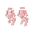 thumbnail image 2 of RUINIXCW Daddy's Girl Outfit Newborn Baby Girl Hospital Coming Home Outfit Infant Baby Girls Spring Fall Winter Clothes Ribbed Long Sleeve Romper and Pants Headband Set, 2 of 9