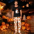 thumbnail image 2 of Family Pajamas Matching Sets - 2 piece Ghost with Pumpkin Short Sleeve Top and Pants ,Matching Halloween Pjs for Family Couples Women Men for XL Pjs, 2 of 8