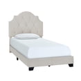 thumbnail image 1 of Saddle Tufted Twin Upholstered Bed in Light Gray, 1 of 11
