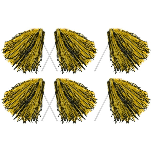 Pompones de Animadora Uxcell, Agitadores de Espíritu, Pompones Largos para Deportes en Equipo, Fiesta de Baile, Actuación, Animación Negro Dorado