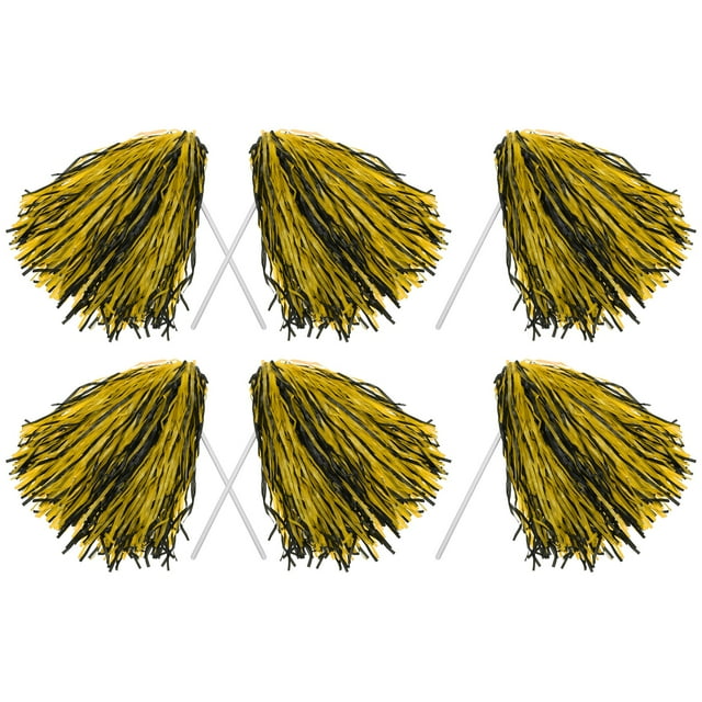Pompones de Animadora Uxcell, Agitadores de Espíritu, Pompones Largos para Deportes en Equipo, Fiesta de Baile, Actuación, Animación Negro Dorado