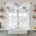 thumbnail image 2 of Blue White Floral Tier Curtains, Botanical Garden Flowers Leaves Light Filtering Kitchen Curtains, 2Pcs Rod Pocket Half Window Treatments Panels for Sink Cafe Cabinet Camper 27.5x24 Inches, 2 of 9