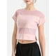 thumbnail image 4 of Camiseta deportiva de empalme de malla para mujer recortada manga corta transpirable para correr, 4 of 8