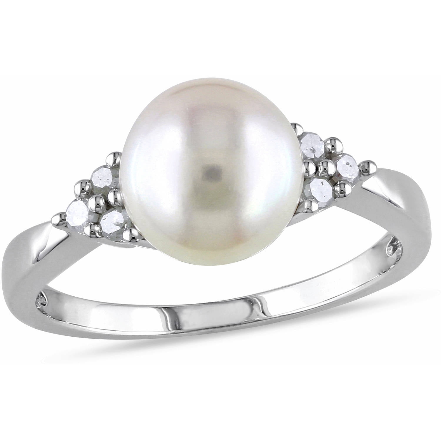Details about   Freshwater Cultured Pearl & 1/8 CTW Diamond Ring In Sterling Silver 
