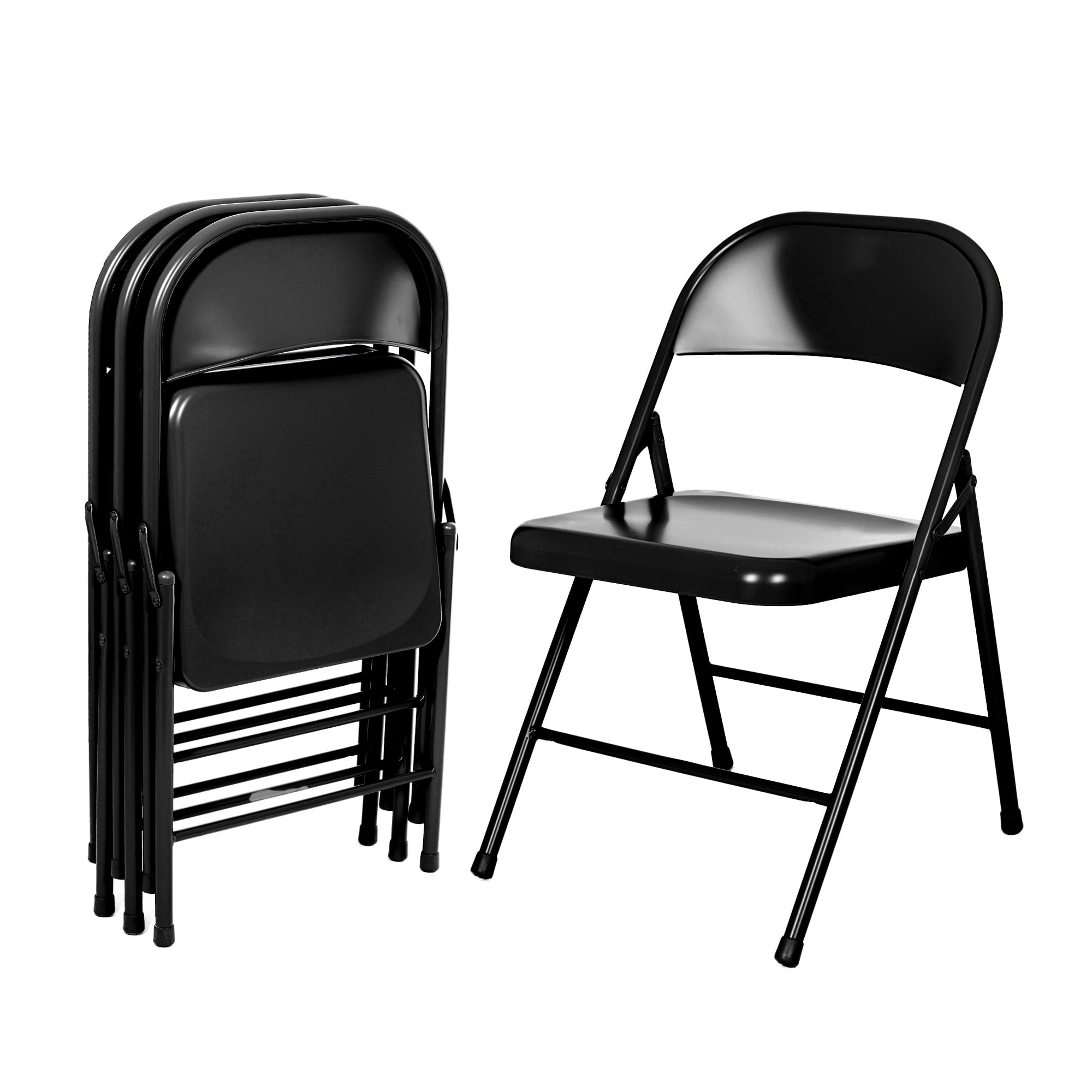 Hampden Furnishings Bernadine Collection Basics All Metal Folding Chair, Black, Pack of 4