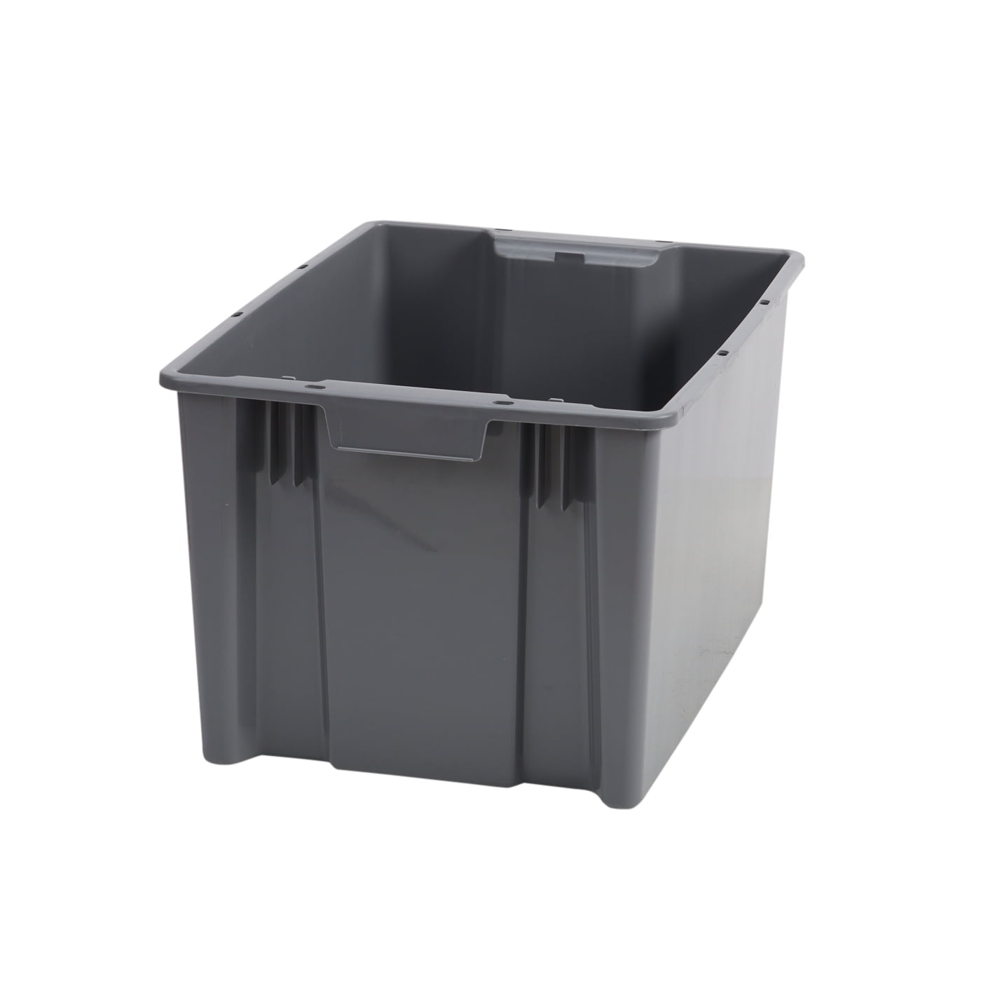 Hyper Tough Garage Plastic Stacking Open Storage Bin, Medium, Gray, No Lid