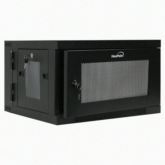 NavePoint 6U Server Cabinet with Hinged Back - 17.7” Deep, 6U Server Rack Enclosure with Locking Perforated Door, Wall Mount Rack with Removable Side Panels, 6U Network Cabinet, Pre-Assembled