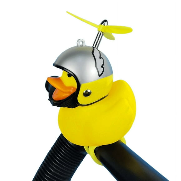 Rubber duck bicycle accessories with flash lamp and propeller helmet for automobile dashboard decoration(2pcs)