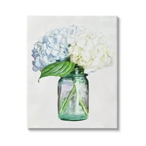 Country Jar Hydrangea Bouquet Botanical & Floral Graphic Art Gallery Wrapped Canvas Print Wall Art