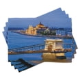 thumbnail image 1 of Ambesonne Europe Place Mats Set of 4, River of Budapest Bridge, Standard Size, Multicolor, 1 of 6