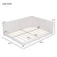 thumbnail image 2 of L-Shaped Corner Design Upholstered Daybed with USB Ports, Queen Size Floor Bed Frame with Backrest for Home Apartment, Wooden Slats Support Bed Foundation No Box Spring Needed (Beige), 2 of 8