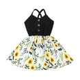 thumbnail image 2 of Herrnalise Toddler Baby Girl French Ribbed Sling Stitching Printed Dress Girls Dress Suit, 2 of 8