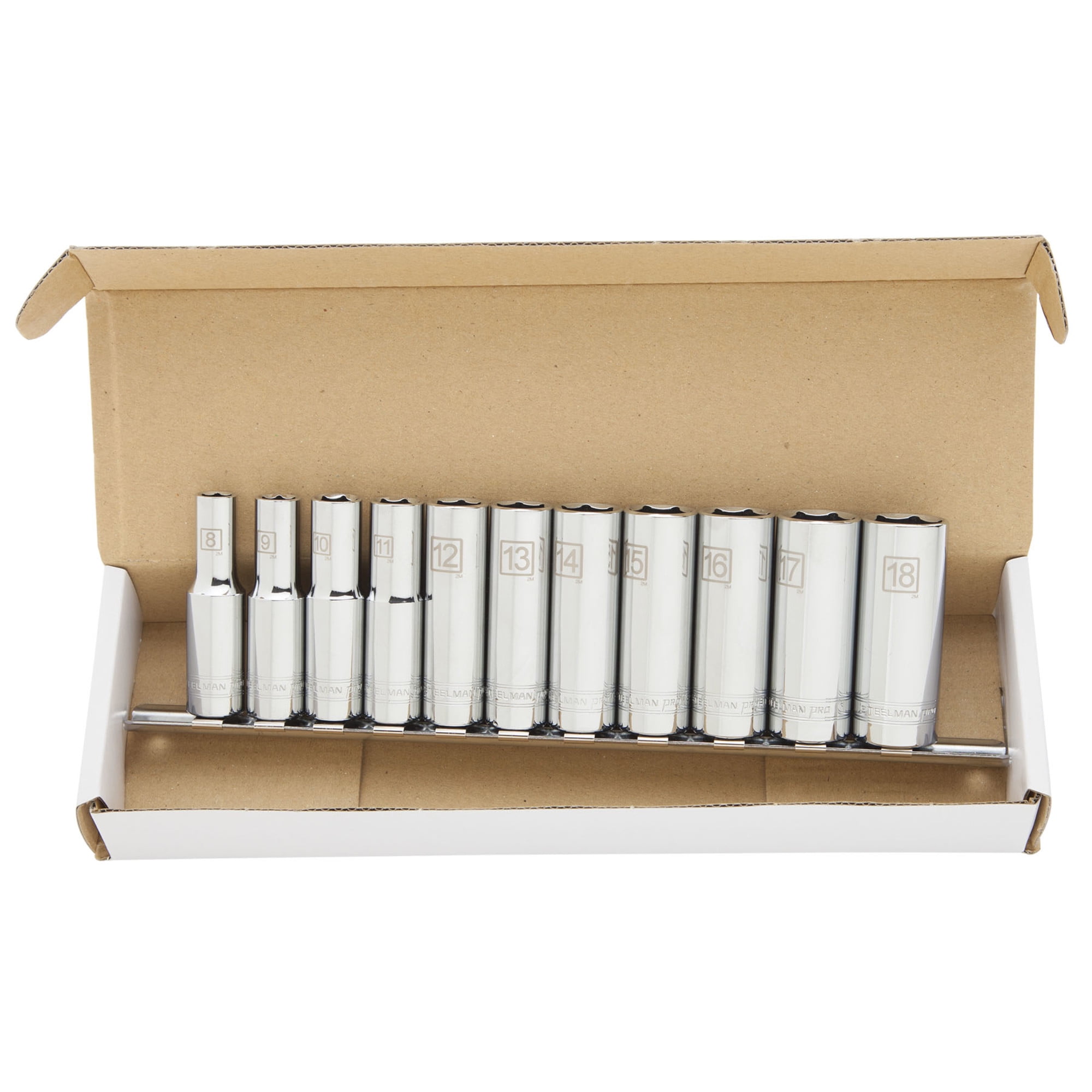 STEELMAN PRO 11-Piece 3/8-Inch Drive Metric Deep 6-Point Socket Set, 78224