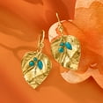 thumbnail image 5 of Ross-Simons Turquoise and 18kt Gold Over Sterling Leaf Drop Earrings, Women's, Adult, 5 of 5