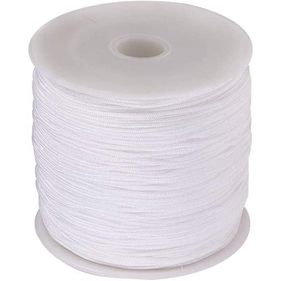 1 Roll 150 Yards Nylon Jewelry Thread Cord 0.5mm Chinese Knotting Beading Cord for DIY Jewellery Making Macrame Kumihimo Shamballa Bracelet - White