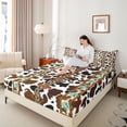thumbnail image 3 of Erosebridal Adult Retro Aztec Bed Sheets, Brown Cow Print King Sheets, 4 Pieces, 3 of 5