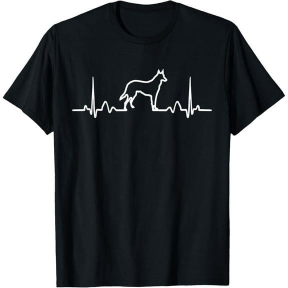 German Shepherd Dog Heartbeat Funny Dog Gift Tee Shirt T-ShirtMen and women, Black T-shirt, size: Extra large