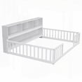 thumbnail image 2 of Full Size Pine Wood Platform Bed with Side Shelves,White,Master Bedroom, 2 of 19