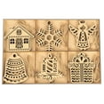 thumbnail image 2 of Inkdotpot 18pcs Wooden Christmas Ornaments, Unfinished Wooden Laser Cutouts Home/Bell Shaped Embellishments Hanging Ornament for Christmas Decorations- Tree Decor- Kids Crafts DIY, 2 of 9