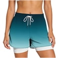 thumbnail image 4 of LEKWK Athletic Shorts for Women with Liner High Waisted Drawstring Gradient Swim Trunks Loose Fit Casual Workout Shorts for Gym Yoga Running, 4 of 6