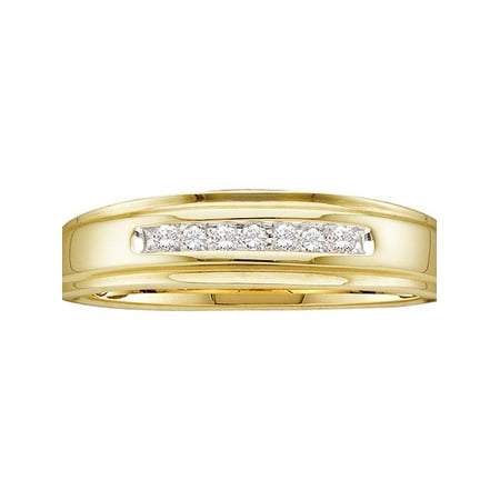 14k Mens Diamond Rings - 14kt Yellow Gold Mens Round Diamond Channel-set Wedding Anniversary Band Ring 1/12 Cttw Diamond Fine Jewelry Ideal Gifts For Mens Gift Set From Heart