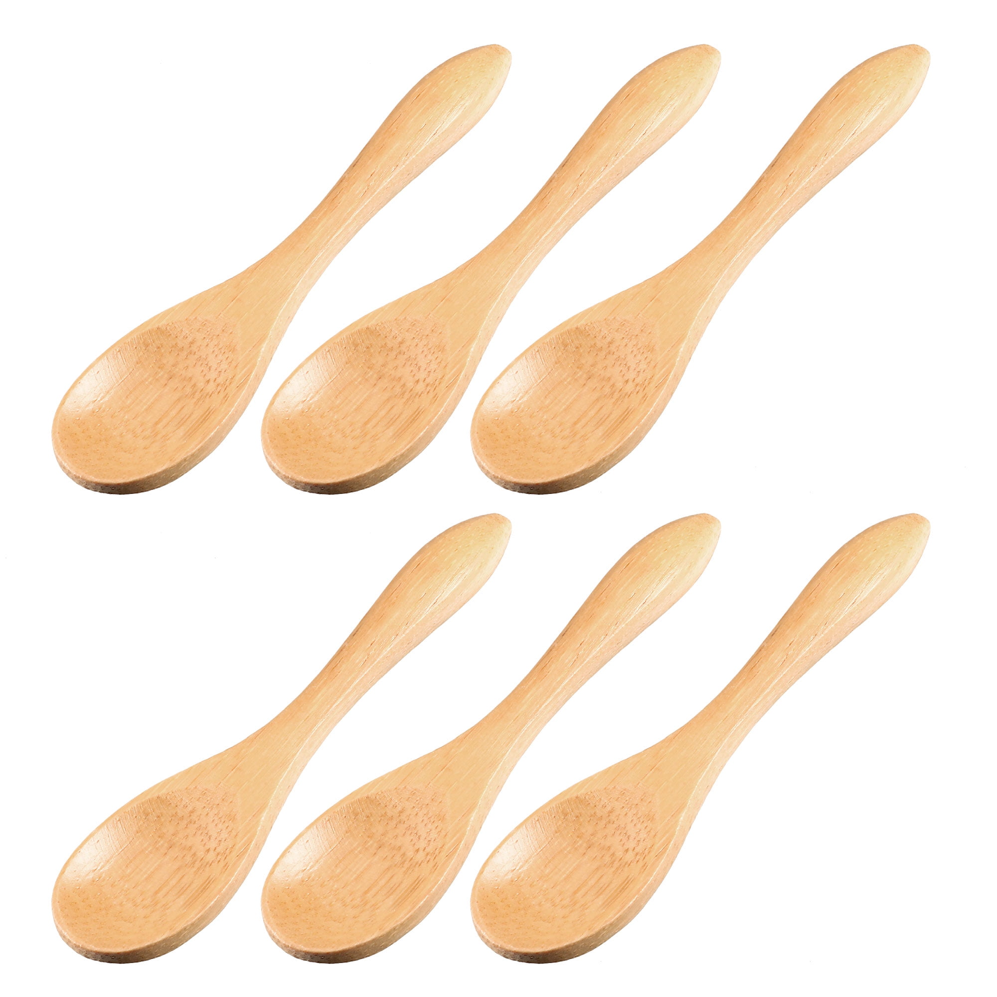 Uxcell Kitchenware Household Coffee Tea Wooden Scoop Dining Spoon Wood Color 6 Pack