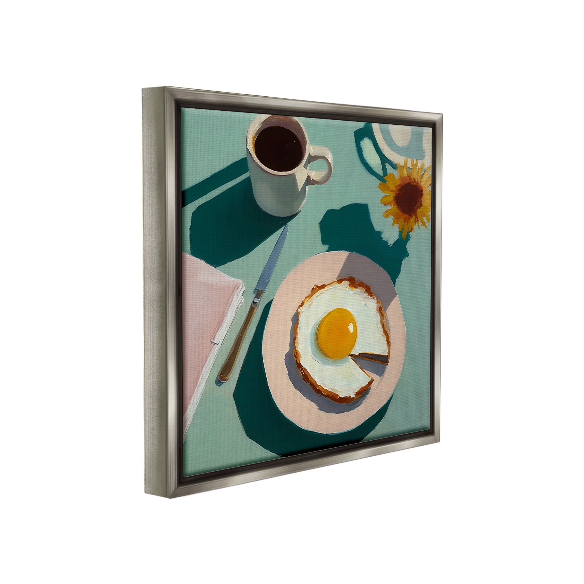 Stupell Industries Kitchen Brunch Meal Food & Beverage Painting Gray Floater Framed Canvas Art Print Wall Art, 25 x 25