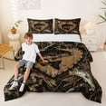 thumbnail image 2 of Feelyou Rustic Outdoor Bass Fishing Full Size Comforter Sets for Men Boys, Country Woodland Animal Bedding Sets, Brown, Black Reversible, 3-Piece, 2 of 6