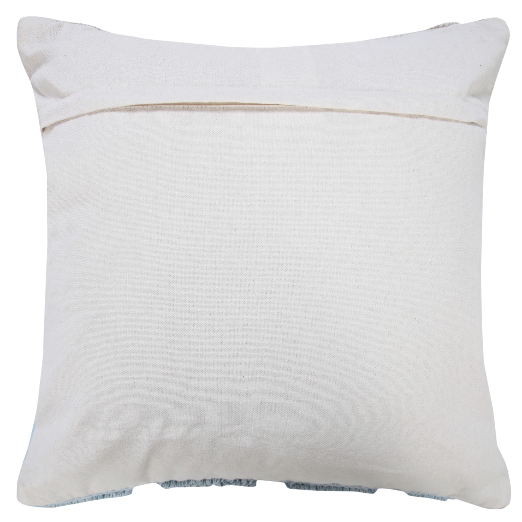 Laddha Home Designs Handwoven Embroidered Cotton Throw Pillow Cover - 20" - Gray and White