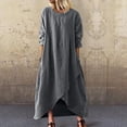 thumbnail image 4 of Fankiway Robe Décontractée à Manches Courtes en Coton et Lin pour Femmes Printemps et Été Col Rond avec Poches Robes Grande Taille pour Femmes Rondes Robes de Printemps pour Femmes 2196, 4 of 7