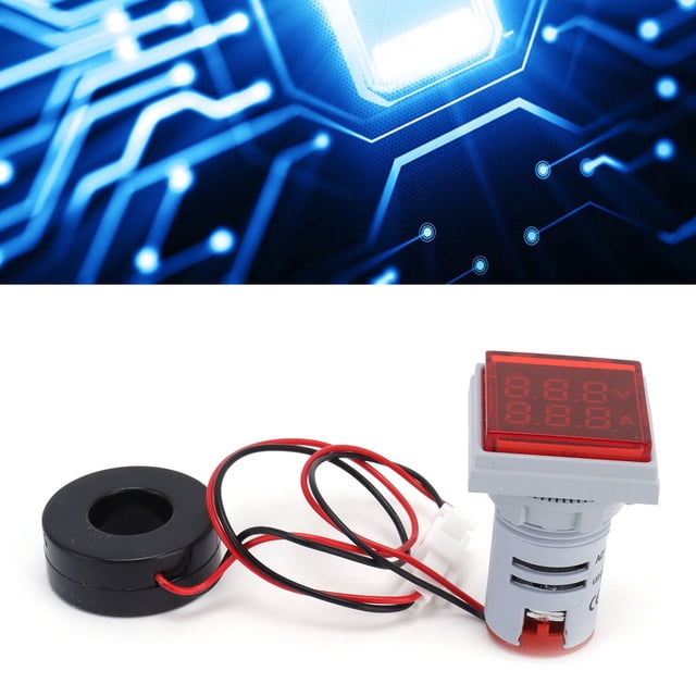 Herwey Current Meter Indicator Lamp,Current Signal Indicator Universal 2‑Display Square Lamp Light 60~500V AC AD16‑22FVA,Current Square Signal Light