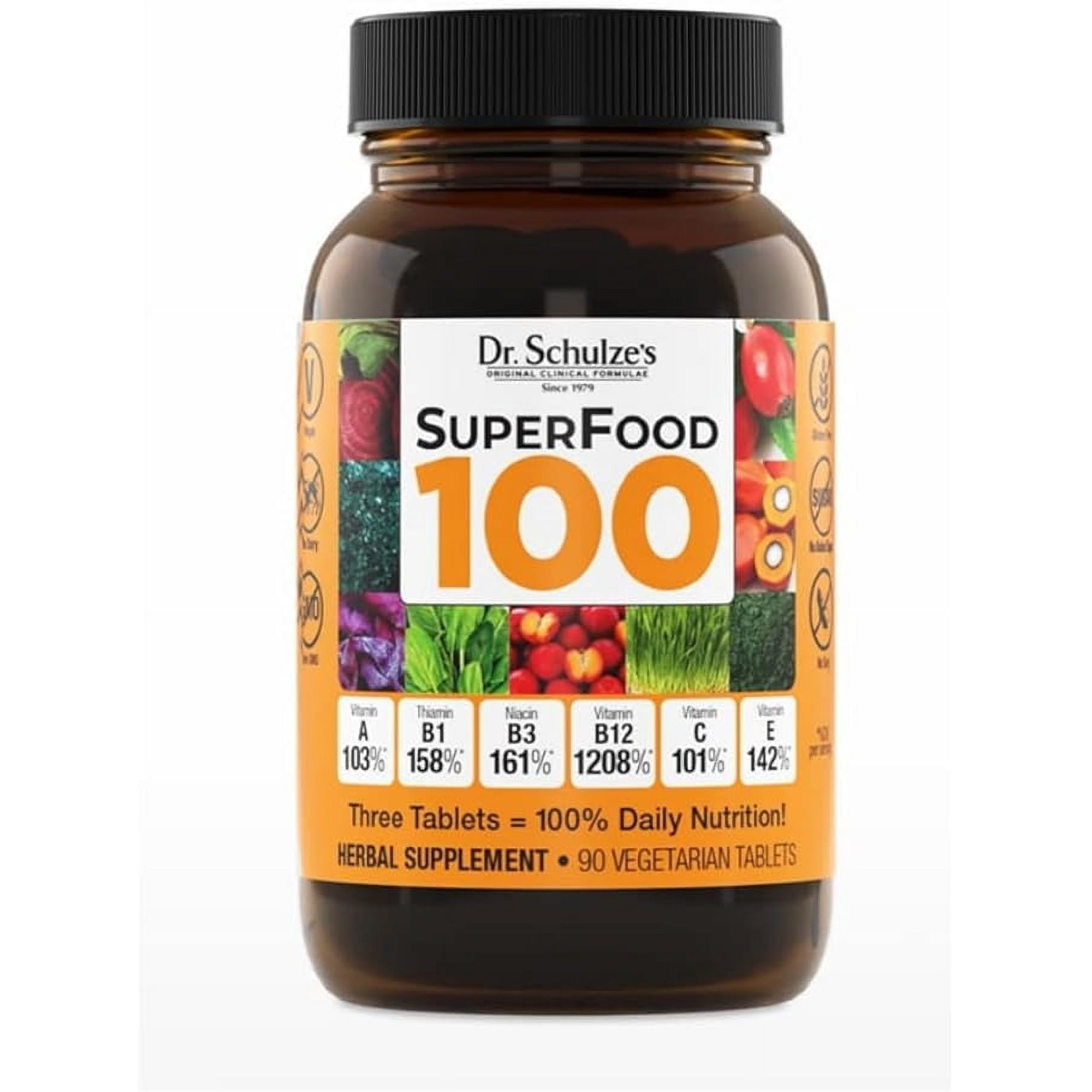 Dr. Schulze's SuperFood 100, Cellular & Energy Support, 90 Count (30 Servings)