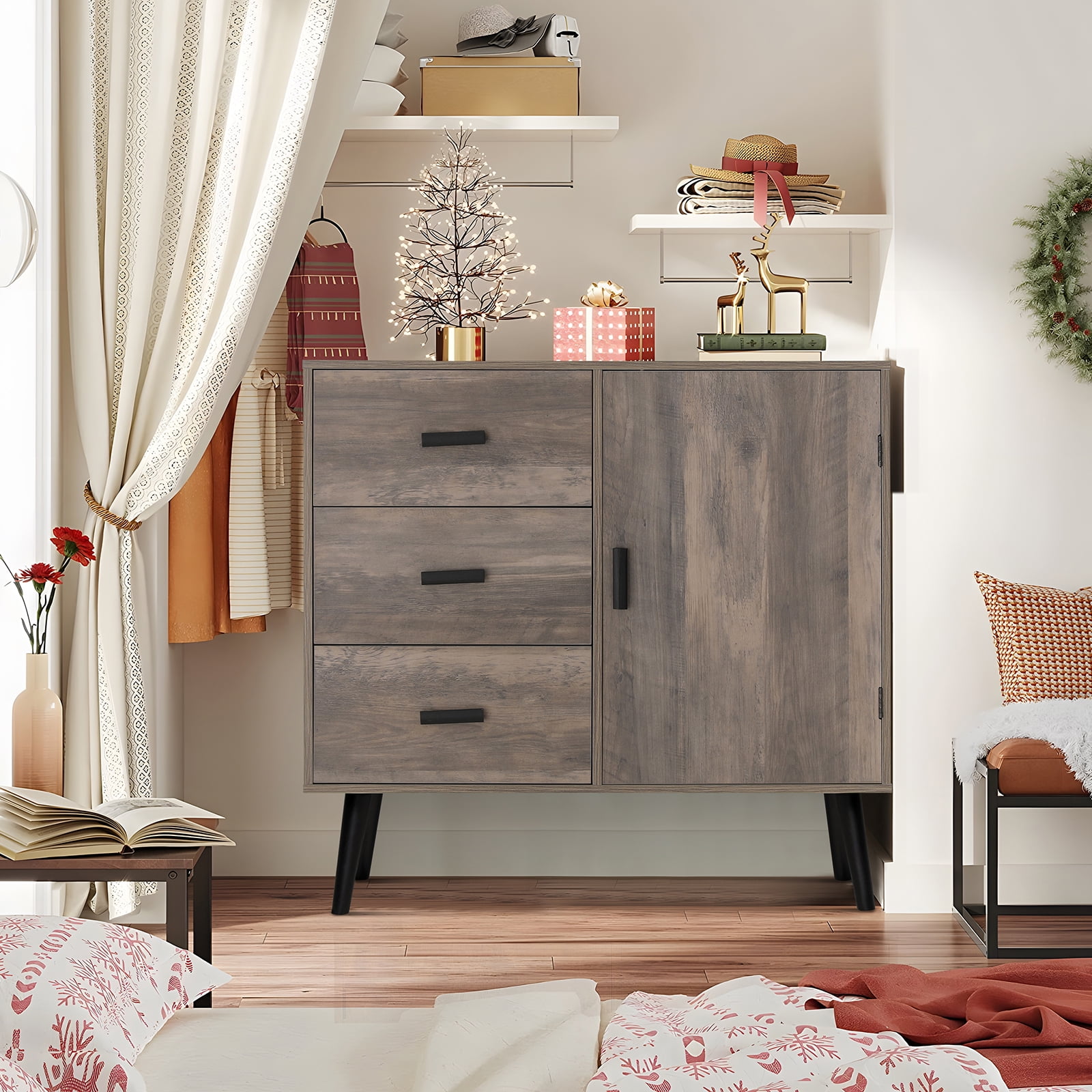 IWELL Storage Floor with 3 Large Drawers & Adjustable