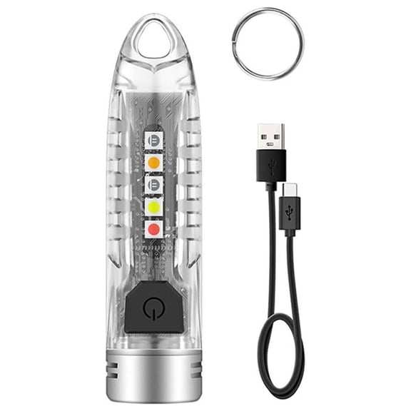 strola Toys Rechargeable Keychain Flashlight Mini, Multifunctional EDC LED USB-C Small Flashlight with White UV Red Modes for Outdoor Emergency