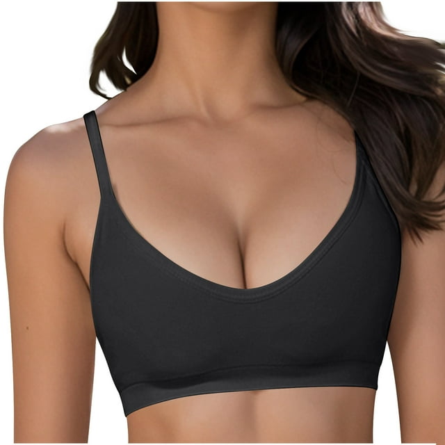 Timegard Seamless Bras for Women Scoop Neck Spaghetti Strap Wirefree Solid Color Workout Bras Camis