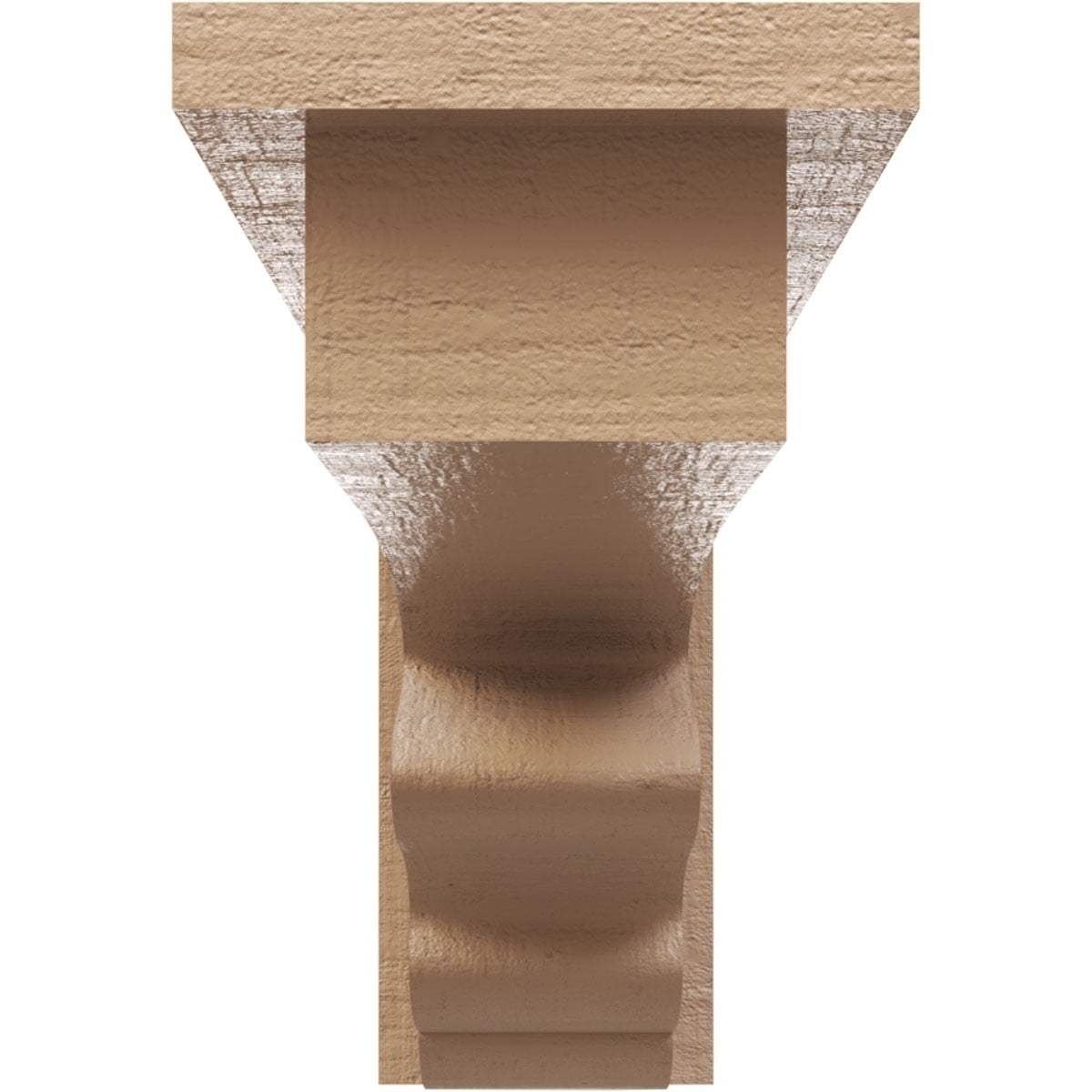 3"W x 18"D x 6"H Thin Highland Rough Cedar Woodgrain TimberThane Corbel, Primed Tan