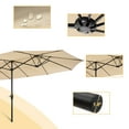 thumbnail image 2 of 15Ft Twin Patio Market Umbrella, Foldable Deck Patio Table Umbrella w/Crank, Durable Polyester Double-Sided Rain Shelter, Rectangular Sunscreen Beach Sun Shade Tent for Garden, Lawn, Backyard, S8642, 2 of 8